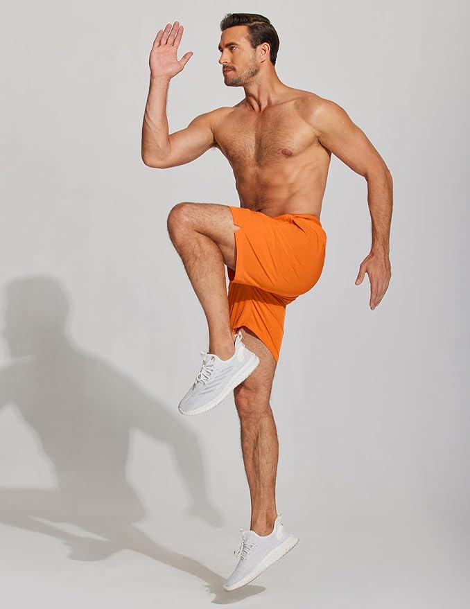 COOFANDY Mens Athletic Running Shorts 7'' Gym Workout Shorts Lightweight Drawstring Training Shorts with Zipper Pockets