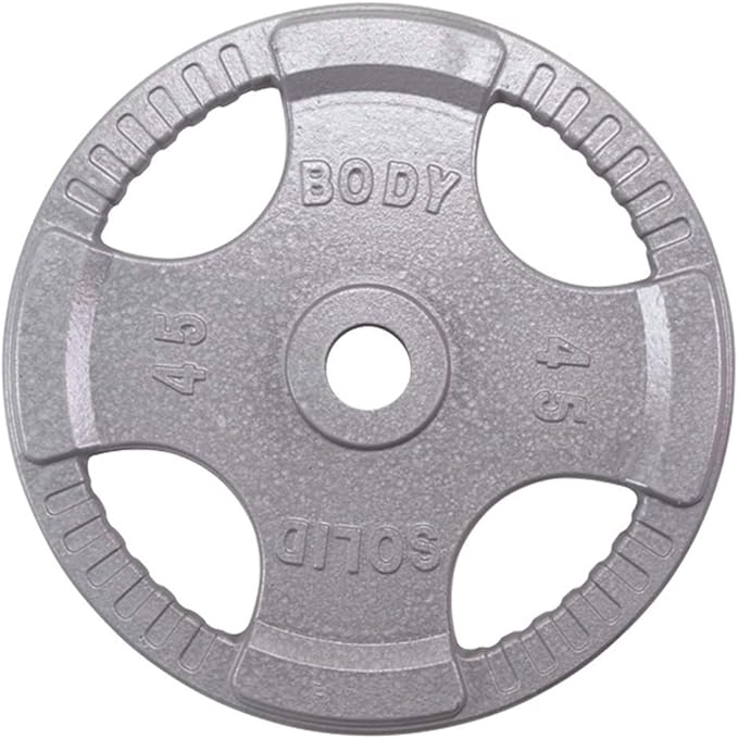 Body-Solid Cast Iron Olympic Quad Grip Design Weight Plate Set - Free Weights, Dumbbell Plates, 2 Inch Standard Hole for All Barbell Types