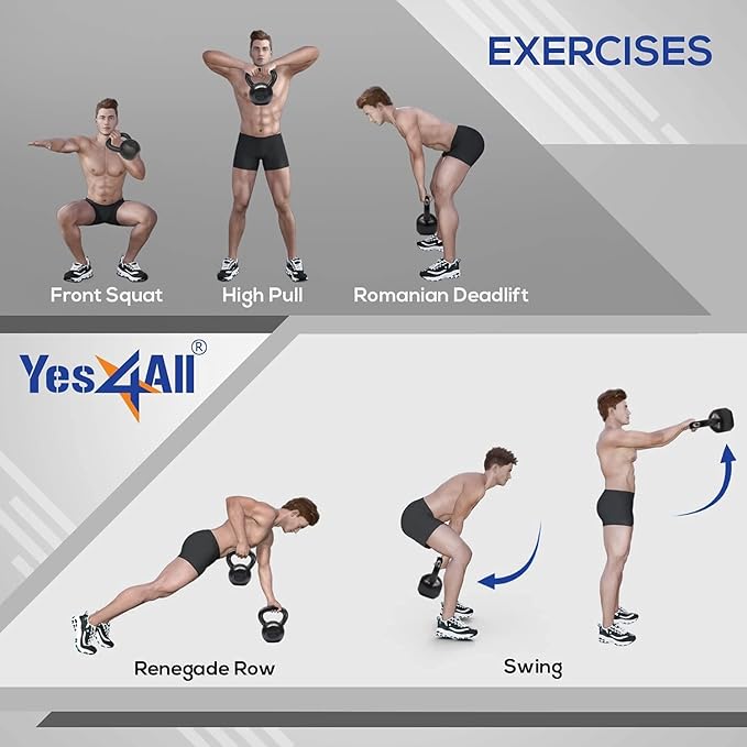 Yes4All Kettlebell Adjustable/Cast Iron/Protective Base Solid Smooth