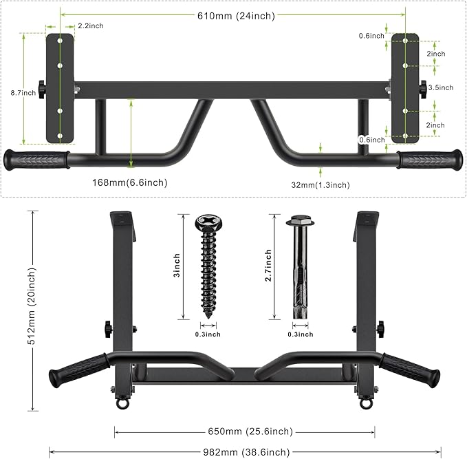 SELEWARE 24" Adjustable Ceiling Mounted Pull Up Bar