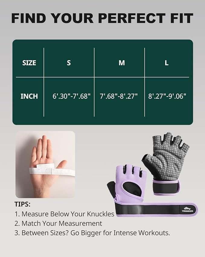 Trideer Weight Lifting Gloves for Women with Wrist Wraps Support, Workout Gloves for Women, Full Palm Protection, Grip for Gym Training, Fitness, Weightlifting, Exercise