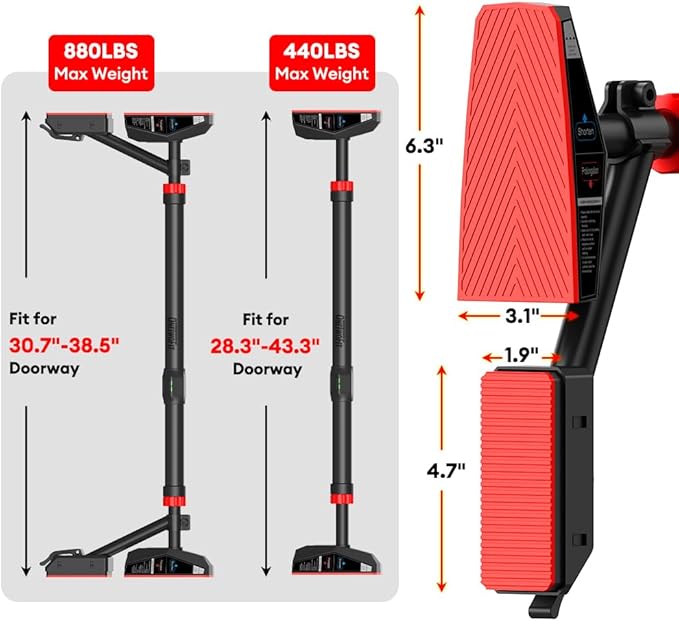 ONETWOFIT Pull Up Bar For Doorway 880lbs For