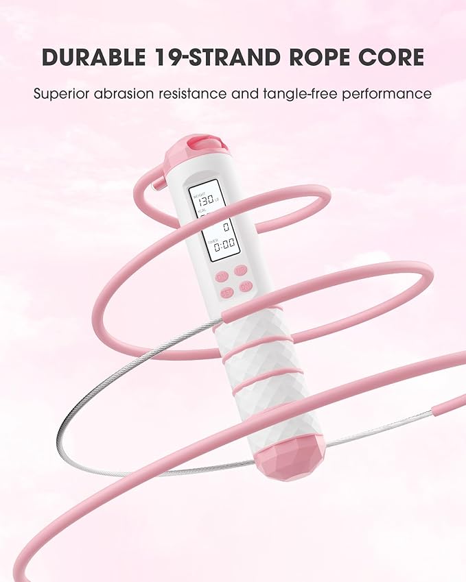 Cordless Weighted Jump Rope with Calorie Counter 9.85ft