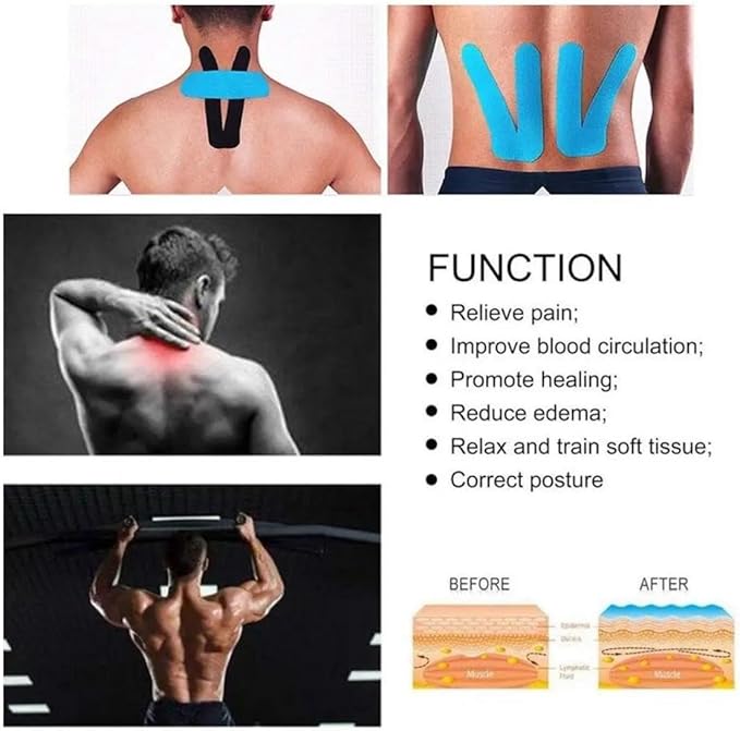 Extra Wide Kinesiology Tape | Waterproof & Latex-Free | 4" Continuous Roll Athletic Tape for Muscle & Joint Support | Elastic Therapeutic Tape for Injury Recovery & Pain Relief | 4 inch x 16 feet |