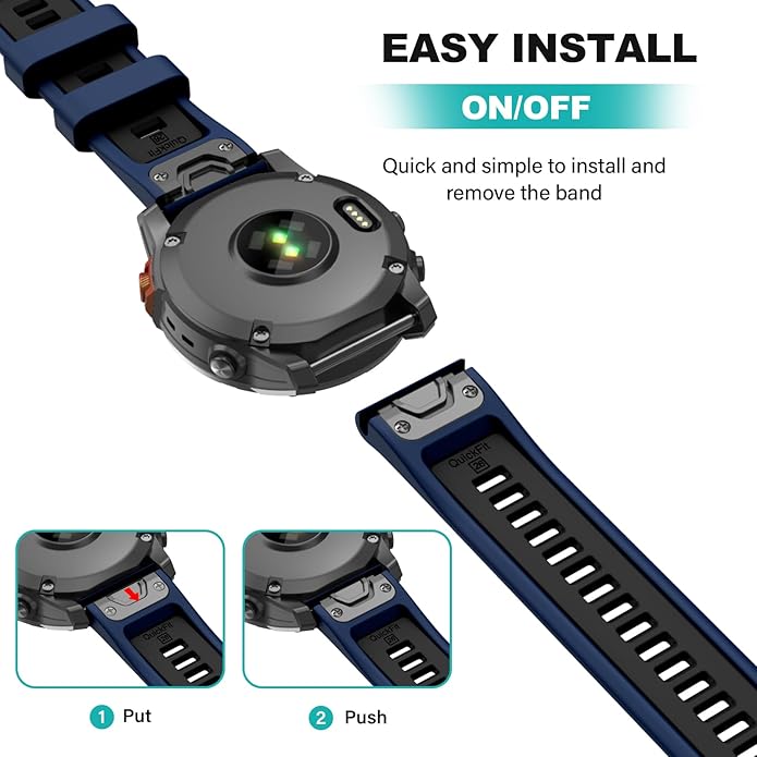OVERSTEP Compatible with Fenix 7X Bands, 26mm Width Soft Silicone Replacement Strap for Fenix 7X Pro/Fenix 6X/ Fenix 5X/ Fenix 3 Smartwatch