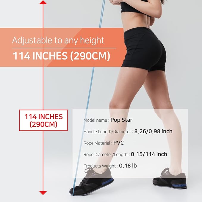 Exercise Jump Rope for Cardio, Boxing, CrossFit - Adjustable Skipping Rope for Men and Women, Lightweight, Tangle Free, Made in Korea(Crystal Gold Jumprope, UA-430)