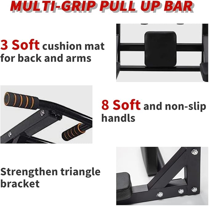 ptlsy Wall Mounted Pull Up Bar Multifunctional 440 Lbs