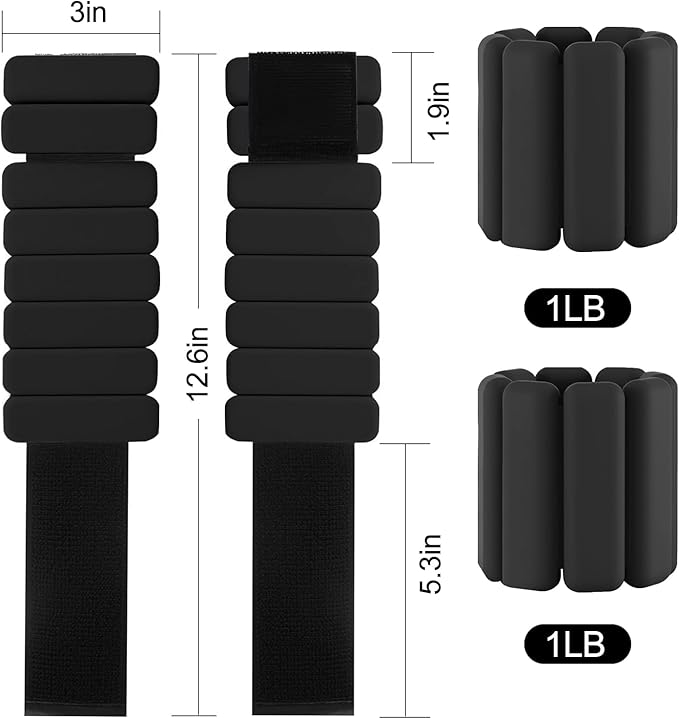 Wearable wrist weights and ankle weights ,1-2 lb.