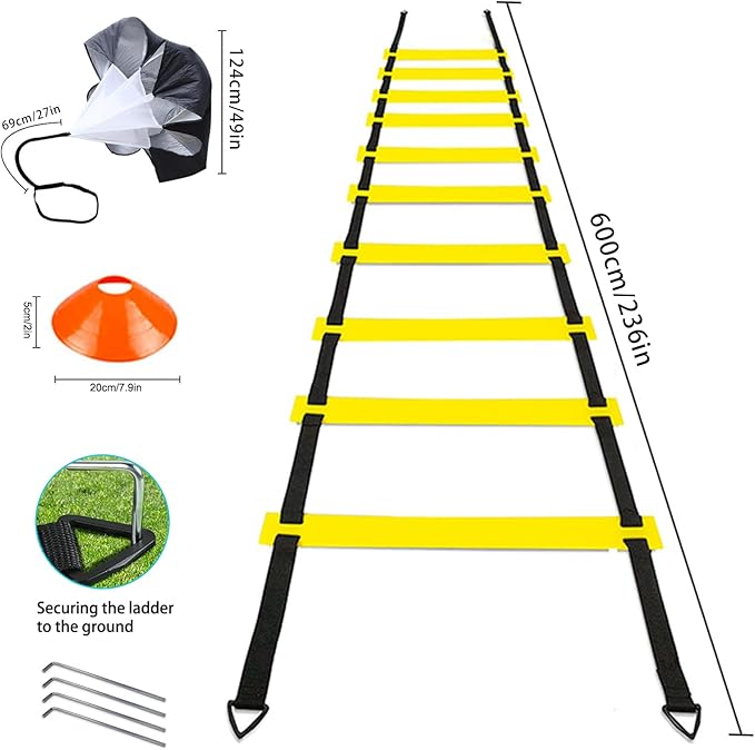 Soccer Agility Training Equipment Set 20Ft Agility 12 Cones,
