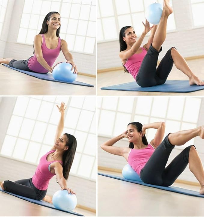 Vizuioer nononfish Mini Exercise Barre Ball for Yoga,Pilates,Stability Blance Exercise Training Gym Anti Burst and Slip Resistant BallWith Inflatable Straw (Blue)