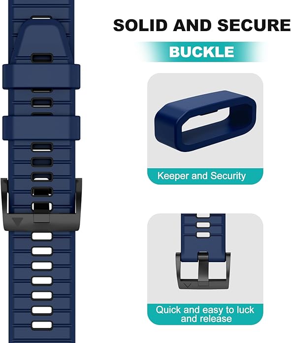 OVERSTEP Compatible with Fenix 7X Bands, 26mm Width Soft Silicone Replacement Strap for Fenix 7X Pro/Fenix 6X/ Fenix 5X/ Fenix 3 Smartwatch