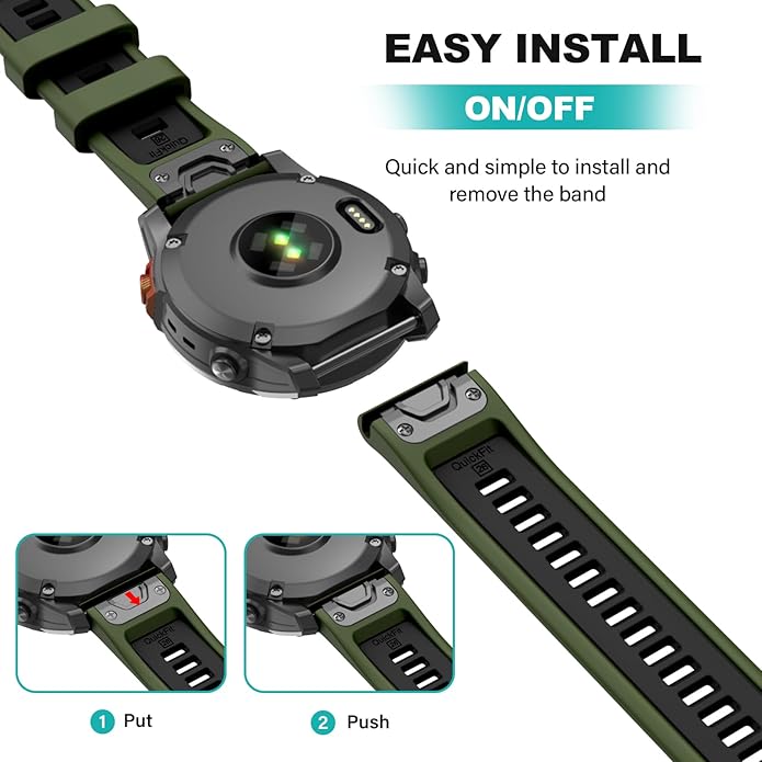OVERSTEP Compatible with Fenix 7X Bands, 26mm Width Soft Silicone Replacement Strap for Fenix 7X Pro/Fenix 6X/ Fenix 5X/ Fenix 3 Smartwatch