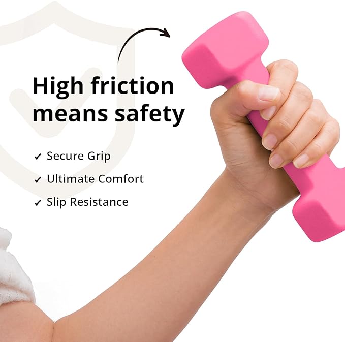 Portzon Weights Dumbbells 10 Colors Options Compatible with Set of 2 Neoprene Dumbbells Set,1-15 LB, Anti-Slip, Anti-roll, Hex Shape for Shoulder,Neck, and Hand Training for Seniors