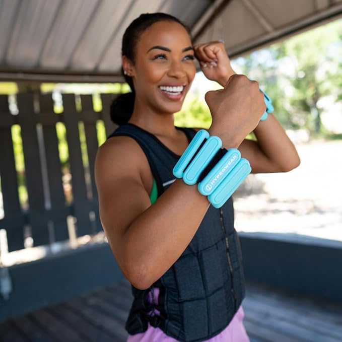 HYPERWEAR Stylish Wrist & Ankle Weights, Adjustable for Women, Walking, Running, Pilates, Yoga, Barre (1 lb Set of 2)