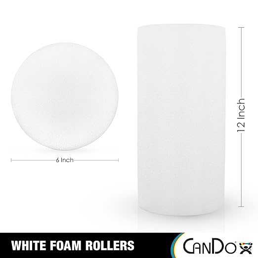 CanDo White PE Foam Rollers for Exercise 6" x 12"