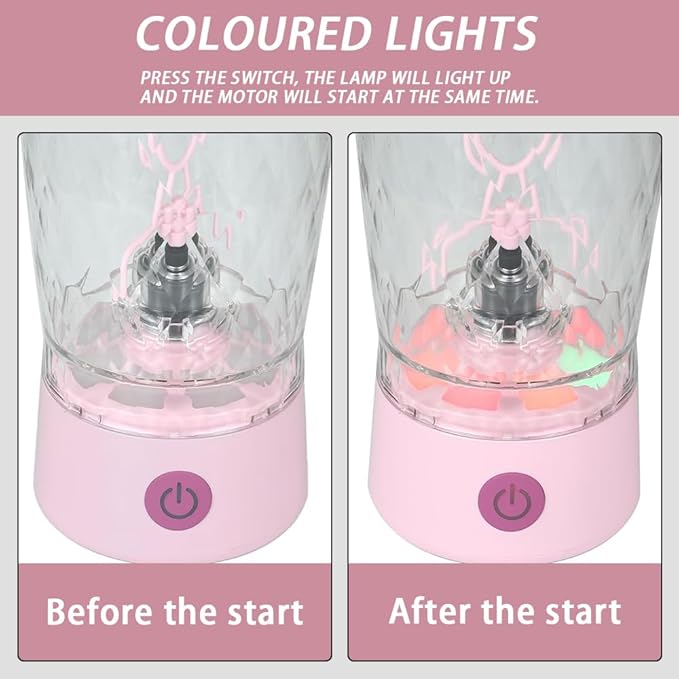 Electric Protein Shaker Bottle, USB Rechargeable Mixing Cup, Water Drink Mixer Portable Bottles for Gym Sport (Pink)