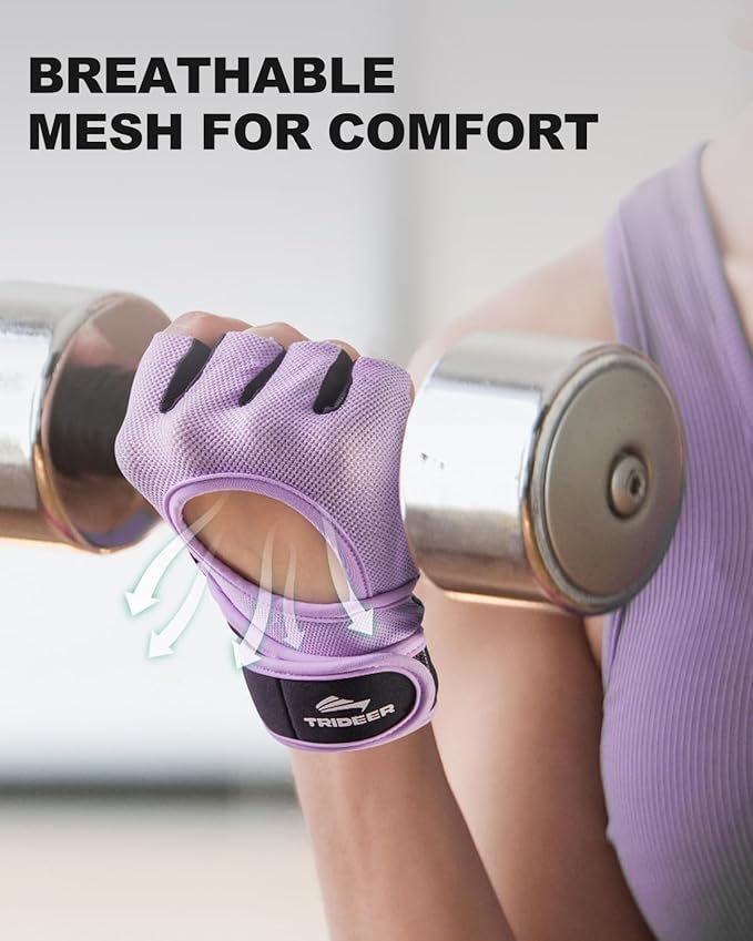 Trideer Weight Lifting Gloves for Women with Wrist Wraps Support, Workout Gloves for Women, Full Palm Protection, Grip for Gym Training, Fitness, Weightlifting, Exercise