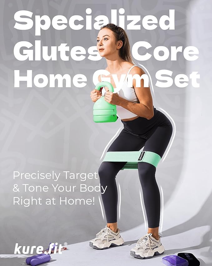 Adjustable Kettlebell | 5 lb - 12 lb | Kettlebell Weights Set for Home Gym | Full-Body Workouts, Strength Training, Weight Loss | Fabric Booty Band | Beginners & Women