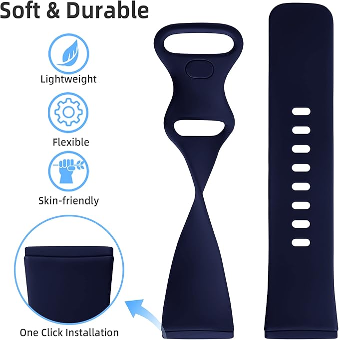 Getino Compatible With Fitbit Sense 2/Versa 4 Band for Women Men, Silicone Sport Accessories for Sense/Versa 3 Smartwatch, Large Black/Navy/Red/White