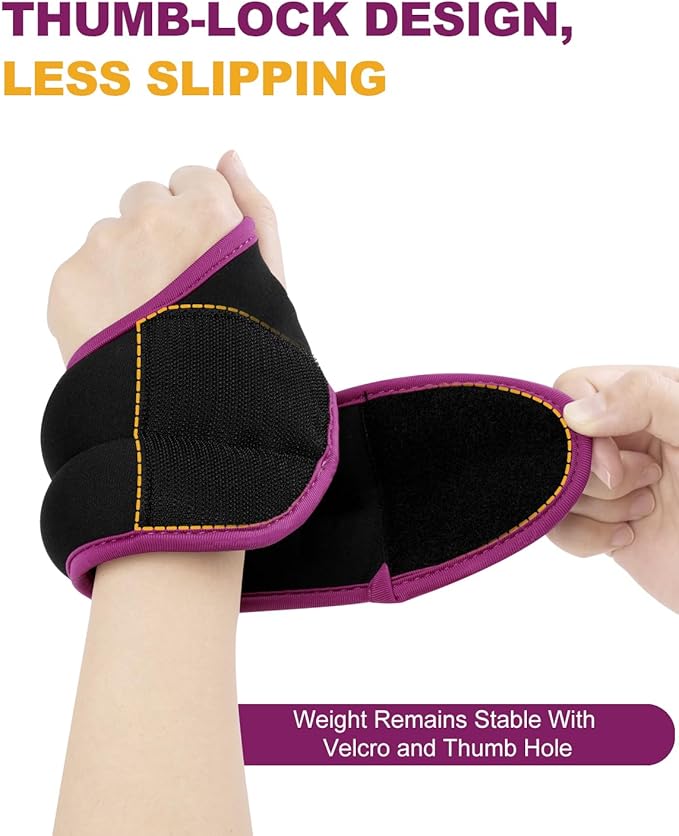 Wrist Weights with Thumb Loops Lock for Women Men, Set of 2, 0.5lb 1lb 2lbs Each, Arm Ankle Weights Set for Walking Running Aerobic Weightlifting Gymnastic Aerobic Jogging Training Cardio