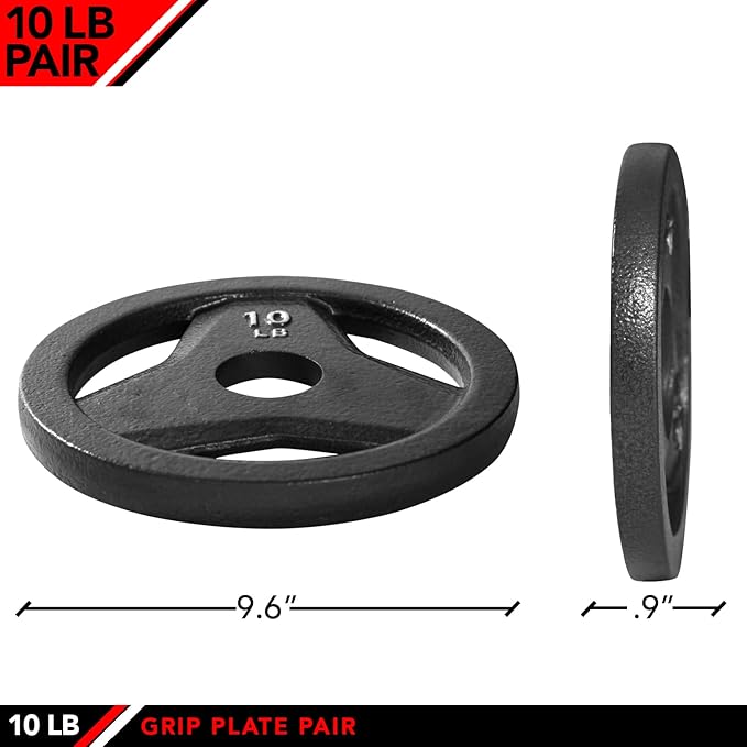 JFIT Olympic 2" Cast Iron Grip Plate OR 2" Rubber Bumper Plates for Barbell - Singles OR Pairs - 6 Weights Available (2.5lbs to 45lbs) Plates for Strength Training, Weightlifting, Bodybuilding