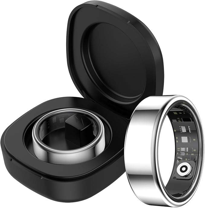 Smart Ring for Men Women Health Rings Heart Rate Sleep Monitor Step Counter Pedometer Sports Ring Fashion Fitness Tracker Ring with Charging Case Gold Rings for Android iOS Phones