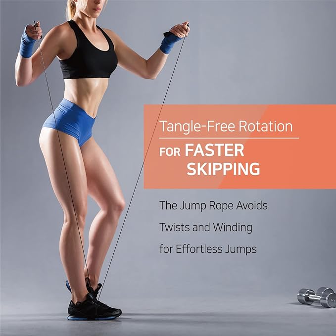 Exercise Jump Rope for Cardio, Boxing, CrossFit - Adjustable Skipping Rope for Men and Women, Lightweight, Tangle Free, Made in Korea(Crystal Gold Jumprope, UA-430)