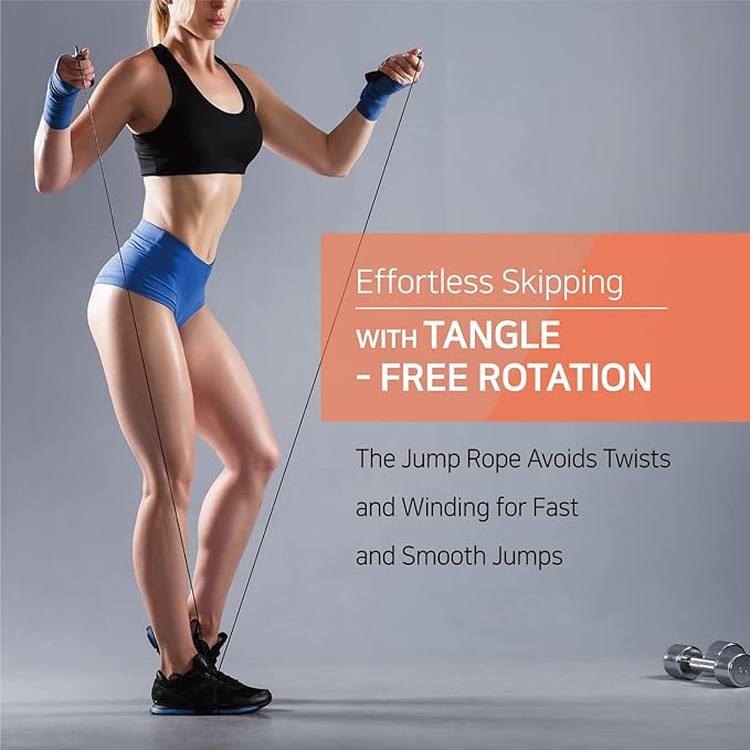 Exercise Jump Rope for Cardio, Boxing, CrossFit - Adjustable Skipping Rope for Men and Women, Lightweight, Tangle Free, Made in Korea(Crystal Gold Jumprope, UA-430)