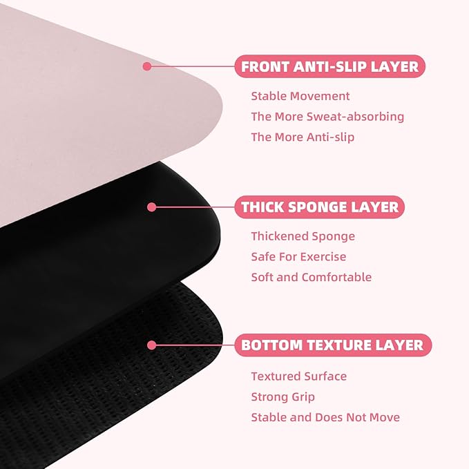Pilates Reformer Mat 5 mm (24"), Pink