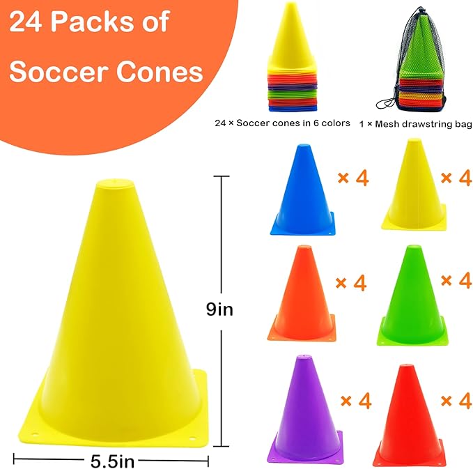 Soccer Cones Set 84/42Pcs 7"/9" 7"/9" Cones