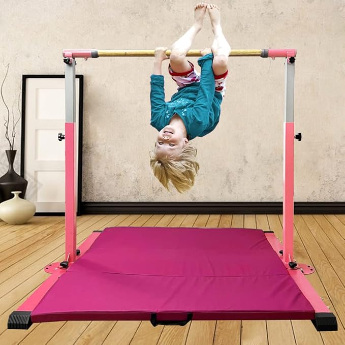 Gymnastics Kip Bar for Home Indoor Training 3' - 5' Gym Equipment,1-4 Levels,300lbs Levels,300lbs Weight