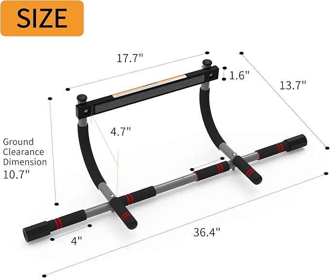 8 & 12-Grip Doorway Pull-Up Bar - Heavy-Duty