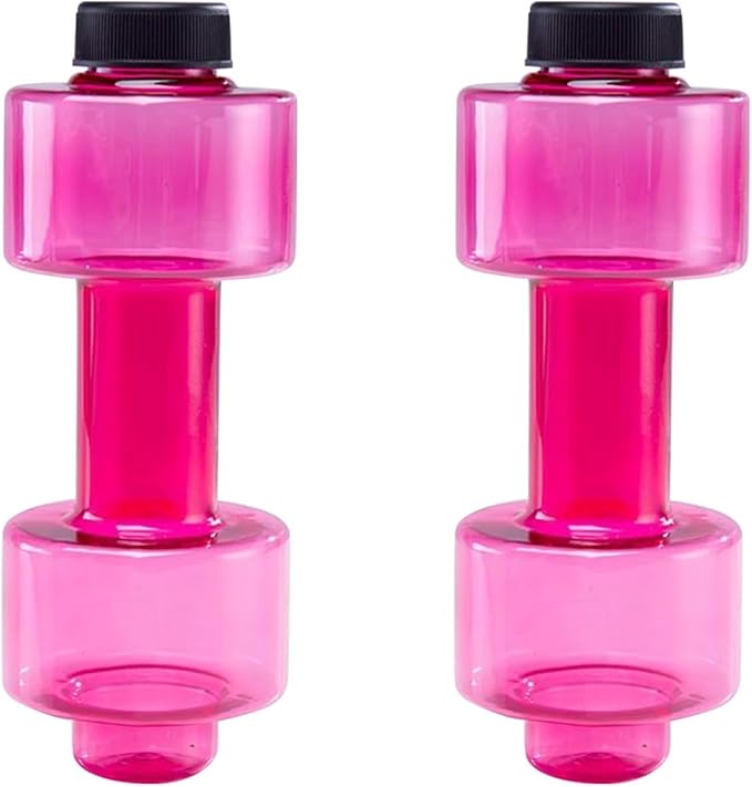 2pcs Dumbbell Shaped Water-Filled Dumbbells Clear Cups Sports Water Bottle for Sports Fitness Gym Training Men Women