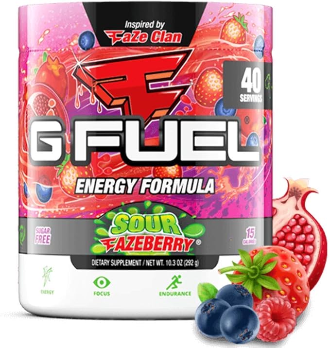 G fuel Watermelon Energy Drink Powder, Pre Workout Caffeine Mix for Gaming, Sugar Free Focus Amino, Vitamin + Antioxidants, 9.9oz (Watermelon, 40 Servings)