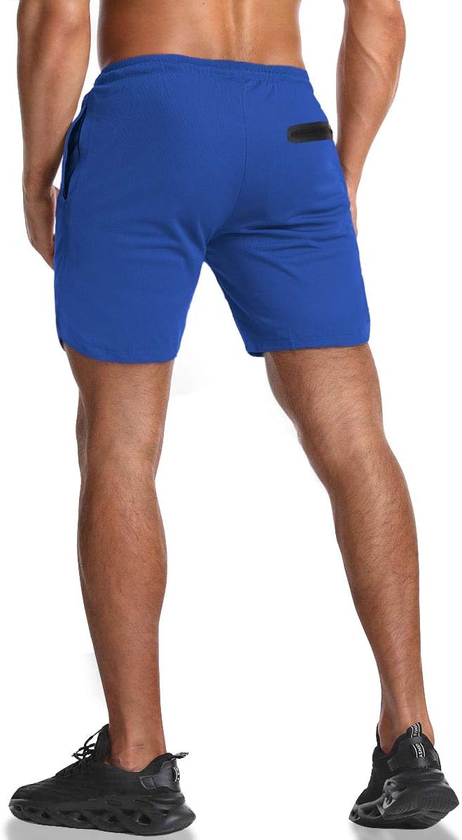 EVERWORTH Men's 2-in-1 Bodybuilding Workout Shorts Lightweight Gym Training Short Running Athletic Jogger with Zipper Pockets