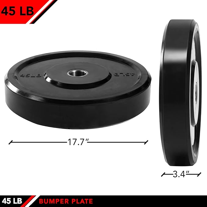 JFIT Olympic 2" Cast Iron Grip Plate OR 2" Rubber Bumper Plates for Barbell - Singles OR Pairs - 6 Weights Available (2.5lbs to 45lbs) Plates for Strength Training, Weightlifting, Bodybuilding