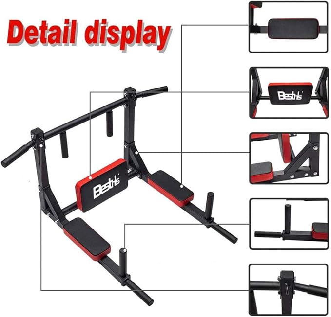 BESTHLS Wall Mounted Pull Up Bar and Dip Station 440 Lbs