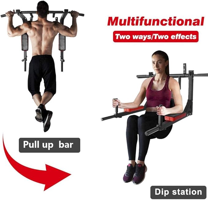 BESTHLS Wall Mounted Pull Up Bar and Dip Station 440 Lbs