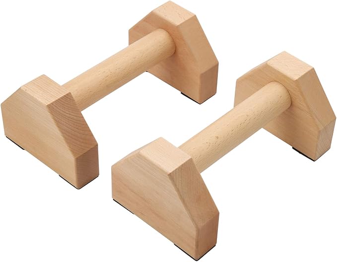 Pushup Stands - Wooden Push Up Bars Gym Gear Equipment with Anti-Slid Mat Workout Solid Exercise Women Men Portable Fitness