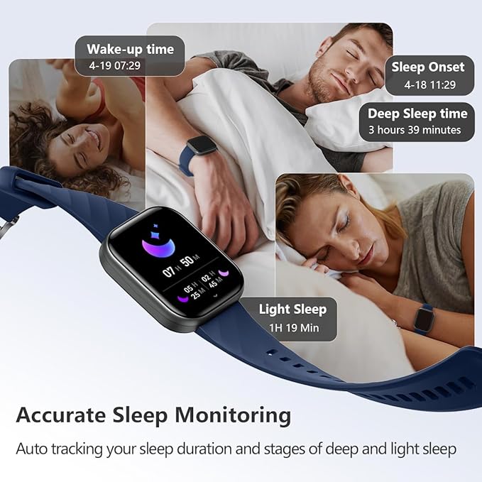 FITVII Health & Fitness Tracker (Answer/Make Calls), Smart Watch with 24/7 Heart Rate and Blood Pressure, Sleep Tracking, Blood Oxygen Monitor, 120+ Sport Mode Activity Tracker for Women Men