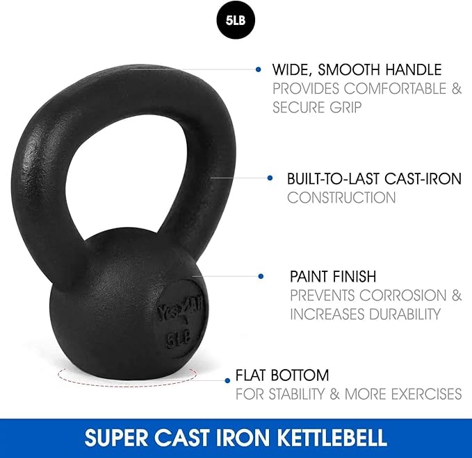 Yes4All Kettlebell Adjustable/Cast Iron/Protective Base Solid Smooth