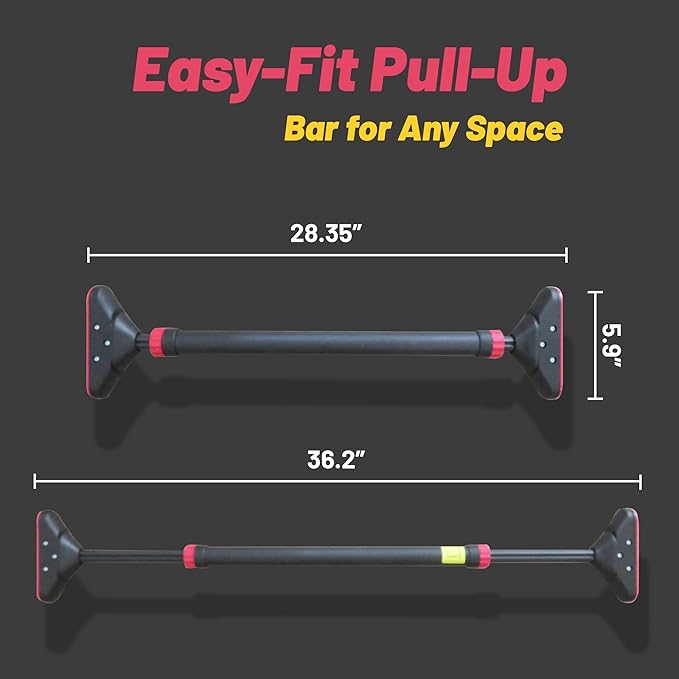 Pull Up Bar for Doorway With Wrist Wrap 28.35" to 36.2" Adjustable 880 lbs