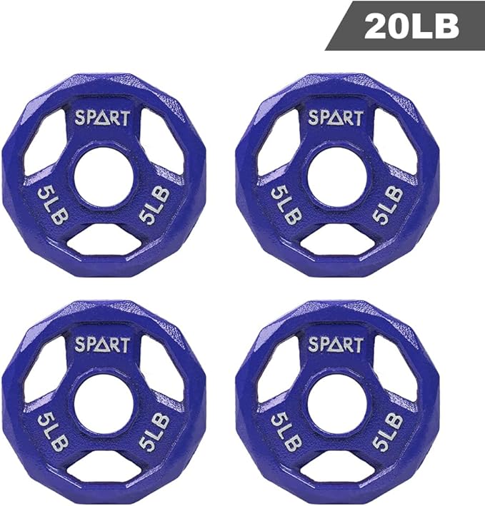SPART Color Coded Weight Plate 2-Inch Cast Iron 2.5/5/10/15/25/35/45LB, Single/Pair/Set