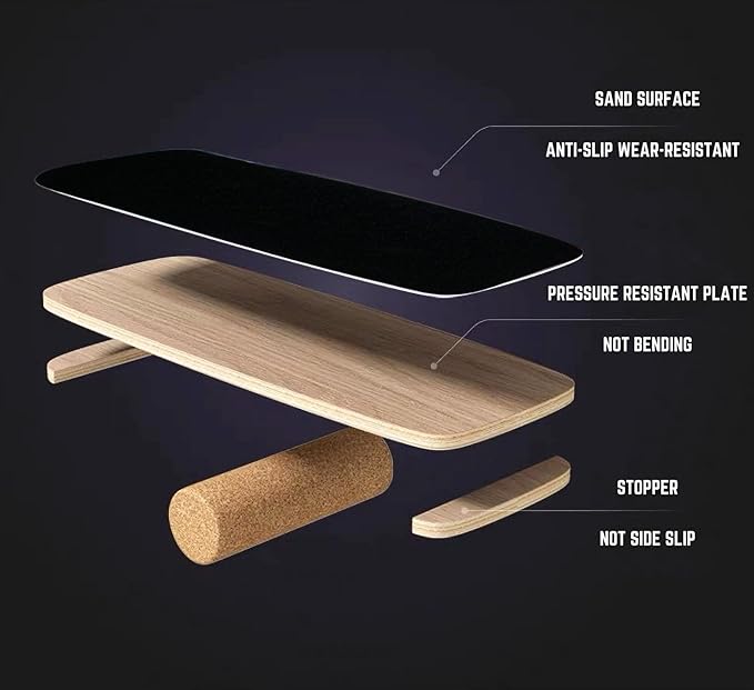 Balance Board trainer for Adults Kids,Hockey snowboard wobble board,450Lbs remarkable core trainer made of wood/Less Plastic