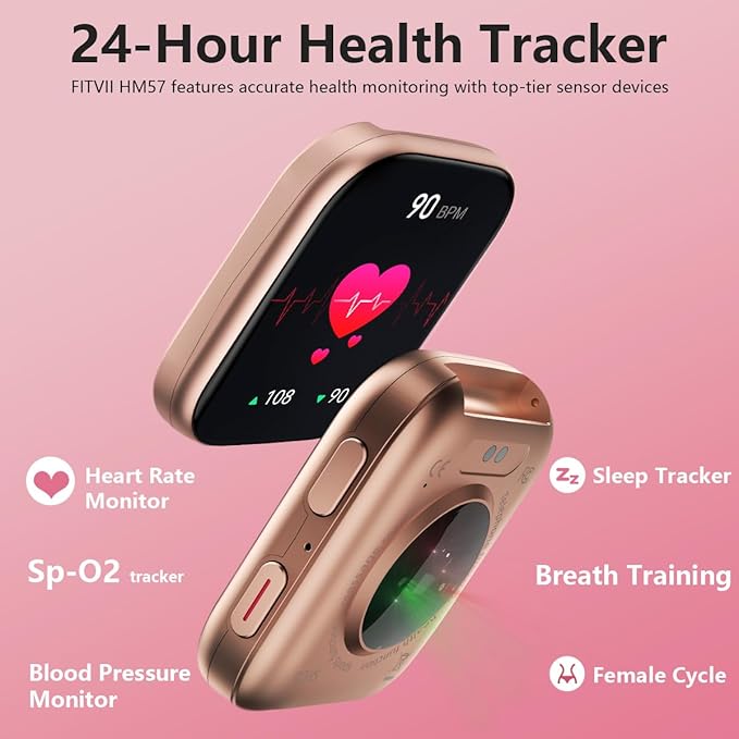 FITVII Health & Fitness Tracker 2024 (Answer/Make Calls), Smart Watch with 24/7 Heart Rate and Blood Pressure, Sleep Tracking, Blood Oxygen Monitor, 120+ Sport Mode Waterproof Activity Tracker