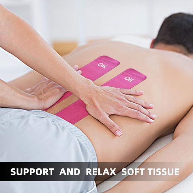 OK TAPE Kinesiology Tape 10 inches Precut, 20 Strips, Cotton Elastic Athletic Tape Latex Free, 2in x 16ft, Purple
