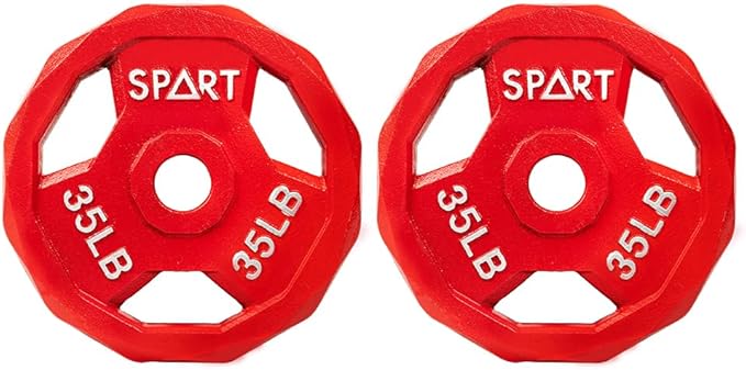 SPART Color Coded Weight Plate 2-Inch Cast Iron 2.5/5/10/15/25/35/45LB, Single/Pair/Set