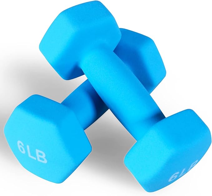 Neoprene Dumbbell Hand Weights, Anti-Slip, Anti-roll, Hex Shape Colorful, Pair or Set with Stand