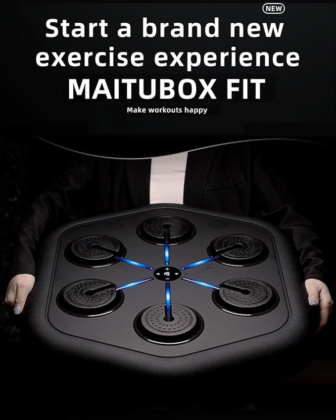 Music Boxing Machine M4, Smart Music Punching Machine with Custom Running Lights, Stereo Sound and APP Control, Wall Mount Boxing Machine for Adults - Home Office Gym Workout Equipment Black