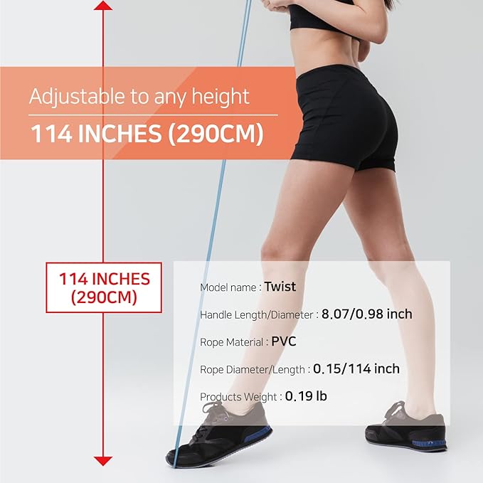 Exercise Jump Rope for Cardio, Boxing, CrossFit - Adjustable Skipping Rope for Men and Women, Lightweight, Tangle Free, Made in Korea(Crystal Gold Jumprope, UA-430)